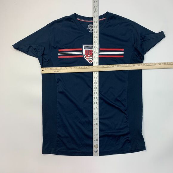 Striker Soccer Team USA T Shirt Mens M Medium Navy Blue V Neck Short Sleeve - Picture 7 of 13